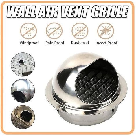 Grille de Ventilation en Acier Inoxydable,Plaque Murale,Couvercle de Sortie de Chauffage et Refroidissement, Étanche,Ordinairy 100mm (1/4)