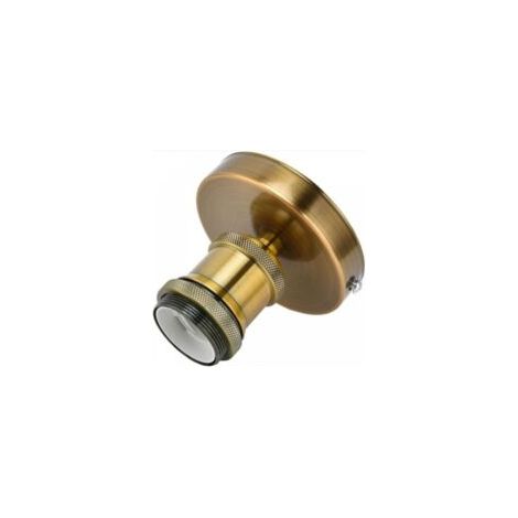 Portalampada a sospensione vintage E26 E27, portalampada da soffitto, staffa in metallo per applique da parete per la casa 100-240V (patina dorata) - Crezuo