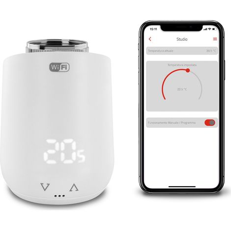 Tête Thermostatique Connectée WiFi, Robinet Thermostatique Radiateur et Intelligente, Alimentation par Pile, Blanc (1/5)