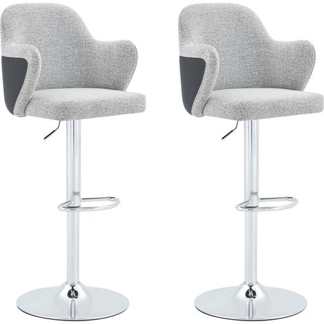 Lot de 2 tabourets de bar réglables gris clair avec accoudoirs, pivotants à 360°, pour cuisine et bar (1/5)