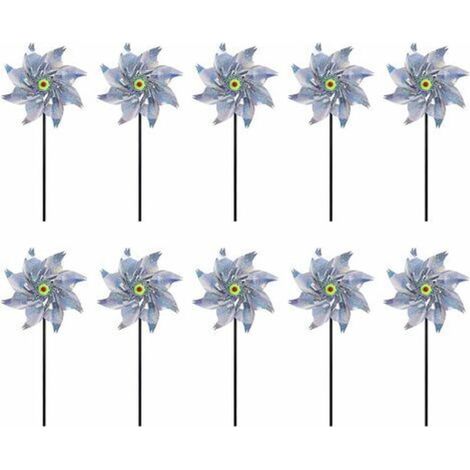 LaBlanc - Moulin à Vent Réfléchissant, 10 Pièces Anti-Oiseaux Moulin À Vent Réfléchissant, Moulin a Vent Jardin Exterieur, Répulsif à Oiseaux pour Protéger Le Jardin/Verger/Cour Intérieure (1/3)