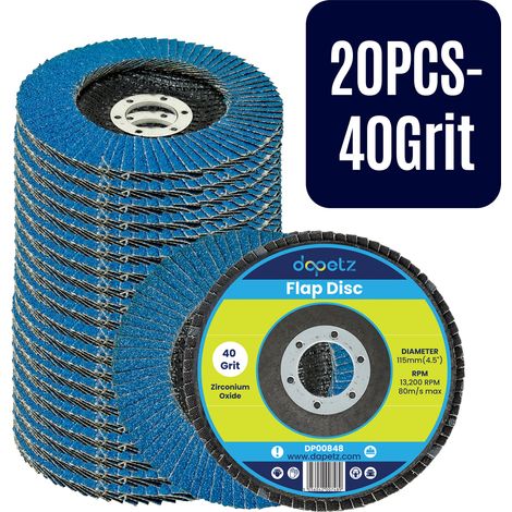 Dapetz ® Flap Discs 40 Grit 115mm Zirconia Grinding Discs Zirconium Sanding Discs for 4.5" Angle Grinder to Sanding Grinding Metal Wood and Stainless Steel 20X (1/5)