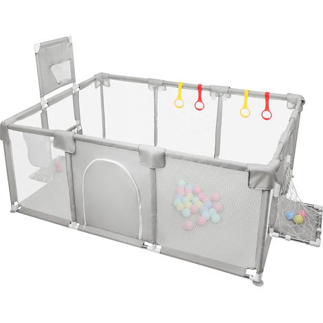 Recinto per bambini, recinto, cancelletto di sicurezza, barriera, recinzione per bambini, centro gioco da giardino,180x120x66cm, grigio chiaro