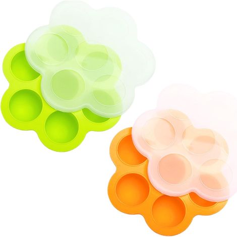 Confezione da 2 vassoi per alimenti per bambini con coperchio, vassoio per alimenti per bambini in silicone, contenitore per alimenti per bambini (1/5)