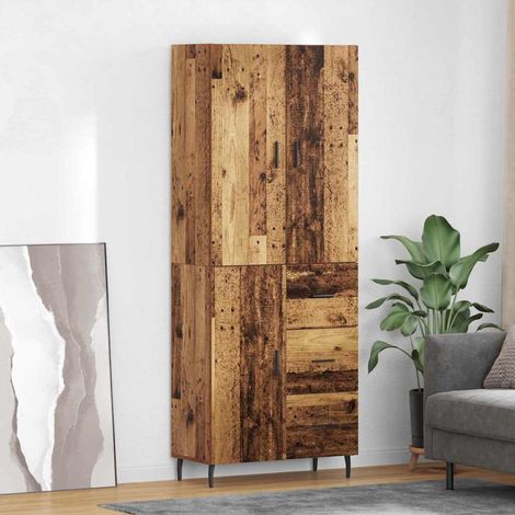 Highboard mit Schubladen 2 pcs Altholz Engineered Wood und Glas