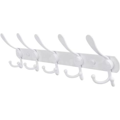 Porte-manteaux mural en acier inoxydable, support mural pour vêtements, chapeaux et serviettes – design minimaliste blanc, idéal pour chambre, entrée, salle de bain et bureau (1/5)
