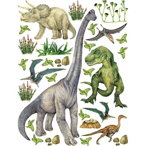 Sticker Dinosaures - 6 espèces de dinosaures - 1 planche 65 x 85 cm (1/5)