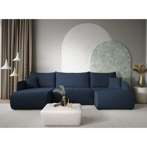Wohnlandschaft Sofa mit Schlaffunktion CALGARY Stoff Curio Dunkelblau (1/4)