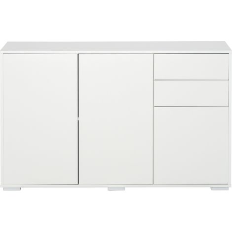 Commode 2 tiroirs Push-Click blanc 117x36x74 cm (1/5)