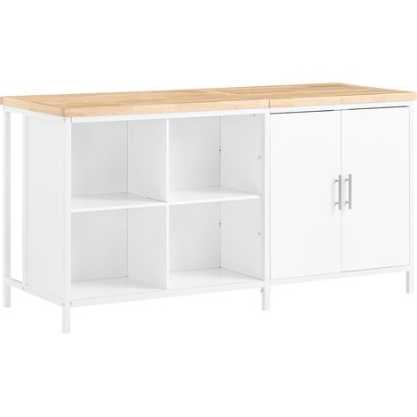 SoBuy Isola cucina Mobile da cucina autoportante Credenza Tavolo da bar design industriale Bianco 170x60x89cm KNL09-WN (1/5)
