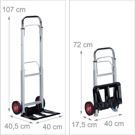Carriola pieghevole per traslochi capacità 200 kg 100 x 50 x 45 cm in metallo nero 130003875