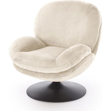 Fauteuil pivotant crème avec socle en métal MARIA (1/5)
