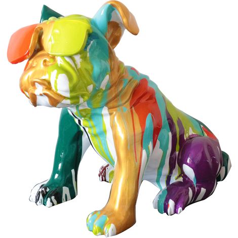 Statuetta Bulldog Seduto Kuatéh Bharbo 40x23x34 cm Multicolore