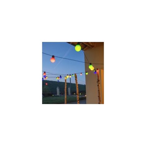 Solarbetriebene Lichterkette mit 15 Glühbirnen, mehrfarbige LEDs, 8 m, Ø 5 cm, für den Außenbereich in Gärten und auf Terrassen (1/5)
