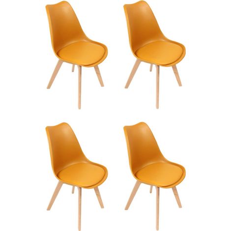 Lot de 4 Chaises Scandinaves "Coque" 81cm Jaune (1/5)