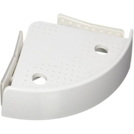 Support de rangement triangulaire pour salle de bain, Etagère d'angle avec bouton poussoir, sans percer, 24.5 x 4.5 x 24.5 cm (1/5)