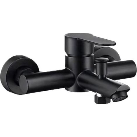 Mitigeur Bain Acier Inoxydable Robinetterie Baignoire 2 Trous Robinet Baignoire Noir Chaud et Froid (1/4)