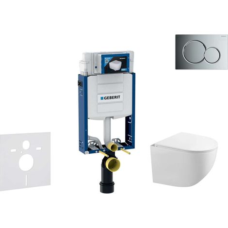 Geberit Kombifix - Conjunto de módulo de instalación empotrada, inodoro Gaia y asiento softclose, pulsador de descarga Sigma01, cromo brillante SANI15CA1118 (1/5)