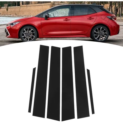 Set mit 6 glänzend schwarzen 4D-Spiegel-Finish-PC-Style-Fenstersäulenaufklebern für Toyota Corolla Modelle 2009-2013 (6 Stück) (1/5)