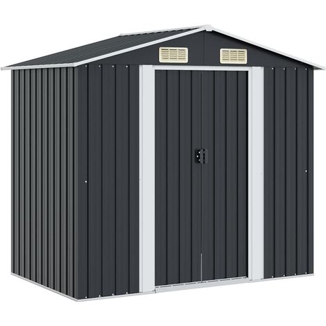 Gartenschuppen Anthrazit Stahl 204 x 132 x 186 cm