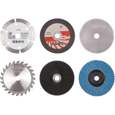 Lot de 6 lames de scie circulaire pour meuleuse d'angle à alésage de 10 mm, 75 mm (1/5)