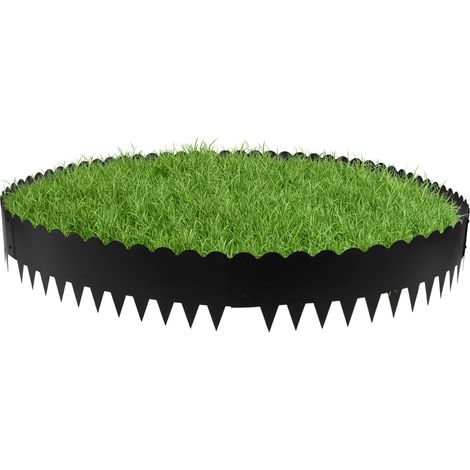 6 pièces Bordure de Jardin 102 cm L x 25cm H Flexible Bordurette de Pelouse Décorative Bordure de Gazon pour parterres fleuris et allées - 1 Paire de Gants de Montage Inclus - (Noir) (1/5)