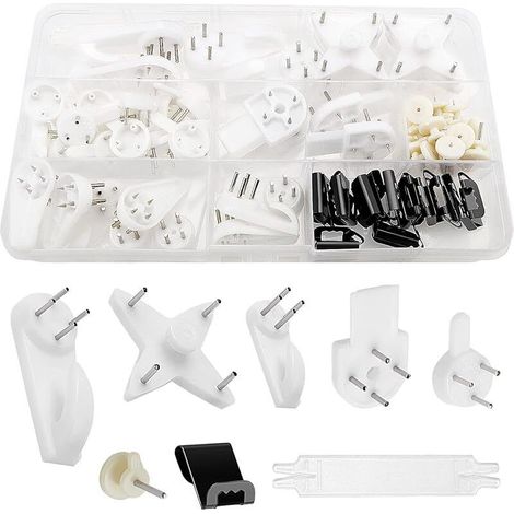 72 Pièces Sans Traces Crochet de Mur Dur, Crochet de cadre, Crochet de Suspension pour Cloison Sèches, pour Accrochez des Cadres Photo, Horloges