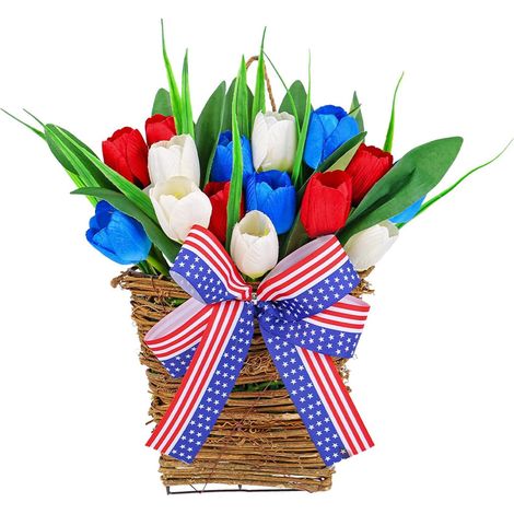 Tulipani artificiali per il Giorno dell'Indipendenza: cestini, ghirlande, grucce, decorazioni per la porta d'ingresso, tulipani artificiali per il Giorno dell'Indipendenza (1/5)