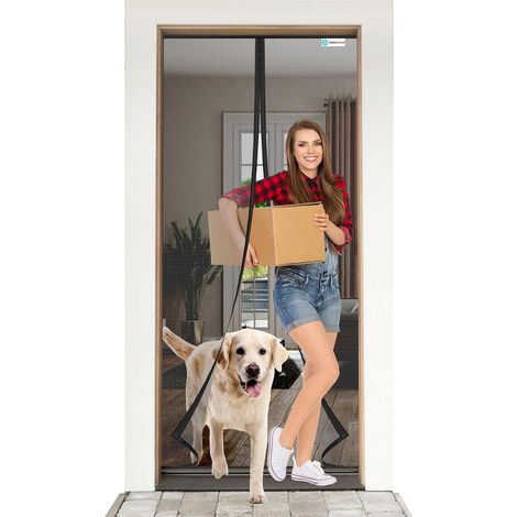 Moustiquaire Magnétique pour Porte 140x215 cm, Fibre de Verre, Noire (1/5)