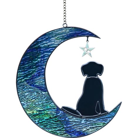 Suncatcher Verre Coloré Chien - Décoration Fenêtre Mur Jardin - Design Moderne - Pour Halloween Intérieur - Lot de 1 (1/5)