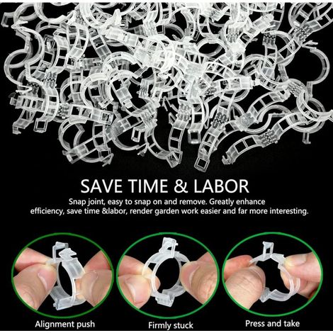 Clips de treillis en plastique - pour vignes, plants de tomates, légumes, support de jardin - 200 pièces, blanc (1/4)