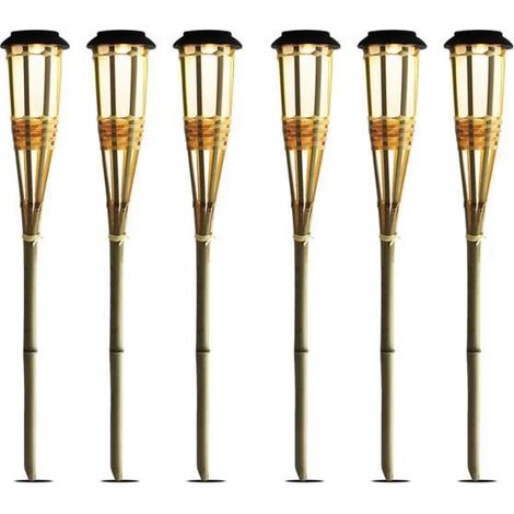 Torche solaire - JUANIO - Lot de 6 - Bambou - H62 cm - 6–8H autonomie (1/3)