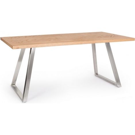 Tavolo "Dukat" con piano in MDF impiallacciato, gambe in acciaio da 180 x 90 x 76 cm -Acciaio (1/5)