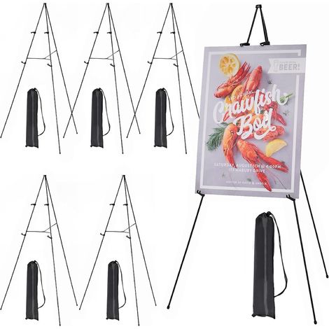 Lot de 6 Chevalets en Métal pour Mariage: Trépied en Métal Pliable et Réglable pour Panneau d’Affichage avec sac, de 160 cm de haut- Chevalet Mariage pour Marque de Bienvenue (1/5)