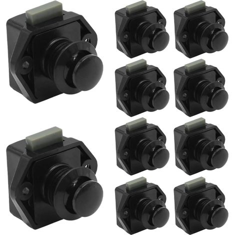 Schubladentürriegel für 15–18 mm Dicke, für Wohnmobil, Boot, Van, Yacht, Wohnmobil, Schwarz, 10 Stück (1/5)