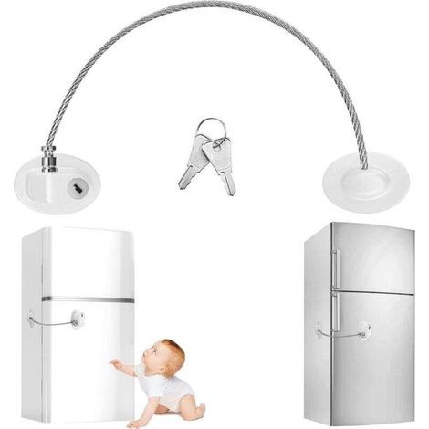 Serrure de porte de réfrigérateur blanche, serrure de réfrigérateur, serrure de congélateur, avec clé collante sûre (1/4)