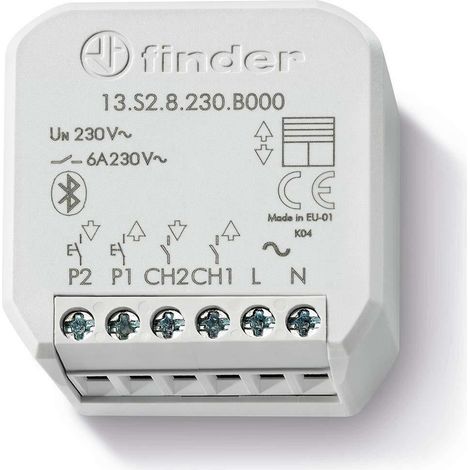 Finder Attuatore bluetooth comando tapparelle Connesso da Incasso Tipo 13.S2.8.230.B000. Per il controllo da remoto di tende e tapparelle elettriche. Connessione Bluetooth Low Energy (1/3)