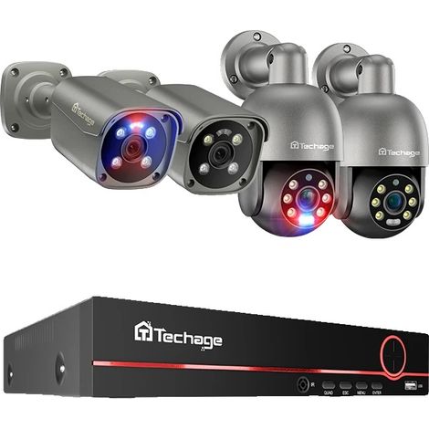 Überwachungssystem, 8 Kanäle, Zwei-Wege-Audio, 8CH NVR 4 Kamera, Keine, EU-Stecker (1/2)
