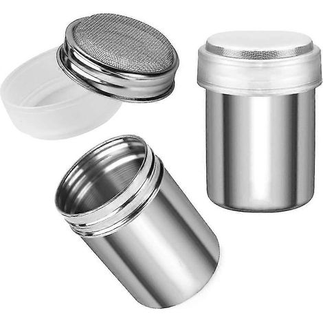 Set mit 2 Puderzuckerstreuern aus Edelstahl mit Deckel (1/4)