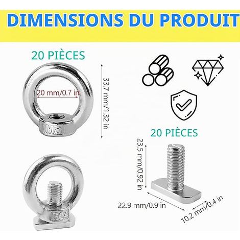 M8 Stainless Steel Eye Lifting Ring M8 Stainless Steel Eye Nuts Hammered Head Screws (1/4)