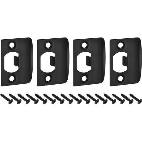 4Pcs Pièce de Rechange pour Plaque de Serrure, 57mm x 45mm en Acier Inoxydable Plaque de Frappe de Verrou de Pêne Dormant de Remplacement pour Cadre de Porte Montant de Porte, Noir (1/5)