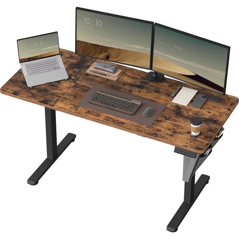 Bureau Électrique Assis-Debout, Bureau Réglable en Hauteur, 60 x 140 x (72-120) cm, 4 Hauteurs Mémorisables, Pochette de Rangement (1/5)