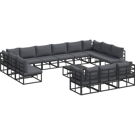 Maison Exclusive - Set Divano da Giardino con cuscino 14 pcs Nero Alluminio