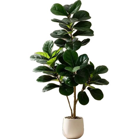 Faux Figuier Lyre, Hauteur 122 cm, Diamètre du Pot 20 cm, Matériau PE, Style Arbre, 1 Pièce (1/5)