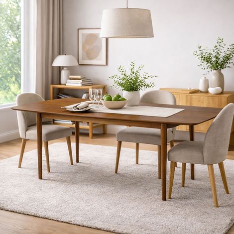 Table à manger extensible 150/200x100x76 cm en acajou massif - ROAN
