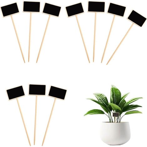 Pack of 10 T-Type Rectangular Wooden Labels for Plants, Chalkboard for Garden, Seed, Trees, Herbs, Flowers, Garden (1/4)