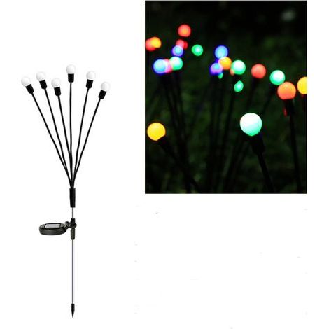 Set of 4 outdoor solar string lights, 6 LEDs, IP65 waterproof, for garden, patio, shrubs, decoration (multicoloured) (1/5)