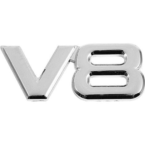 3D-Aufkleber mit silbernem V8-Auto-Heckemblem. 7,5 x 3,5 cm