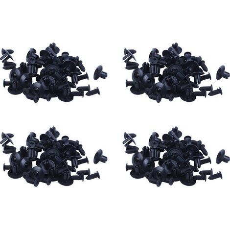 Convient pour 100 rivets de pare-chocs à bouton-poussoir en plastique, pour clips de porte papillon, diamètre de trou de 8 mm, noir. (1/2)