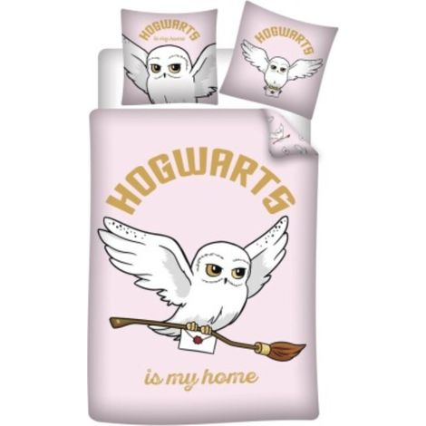 Parure de Lit Harry Potter – Edwige Rose – Housse de Couette + Taie d'oreiller